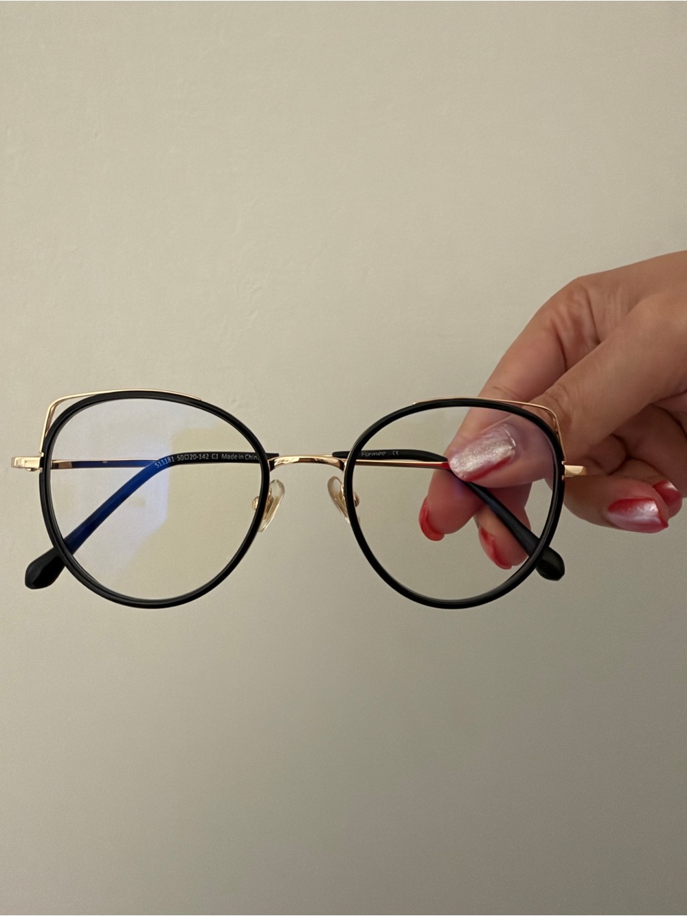 Classic Black and Gold Round/ Semi Cat Eye Blue-Light Glasses